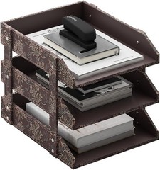 Stylish Retro Leather 3-Tier Stackable Letter Tray – Perfect for Office Elegance