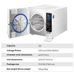 22L Class B Dental Medical Autoclave Vacuum Steam Sterilizer Bulit in Printer