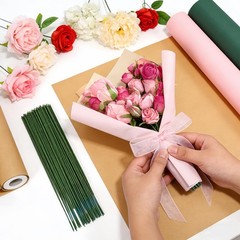 Green Flexible Craft Wire 100 Counts 14 Gauge (2mm) Floral Stem Wire with Unc…