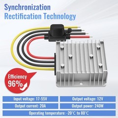 2-pack 48v 36v to 12v Converter 20A 240W Step Down Reducer for Golf Cart RV