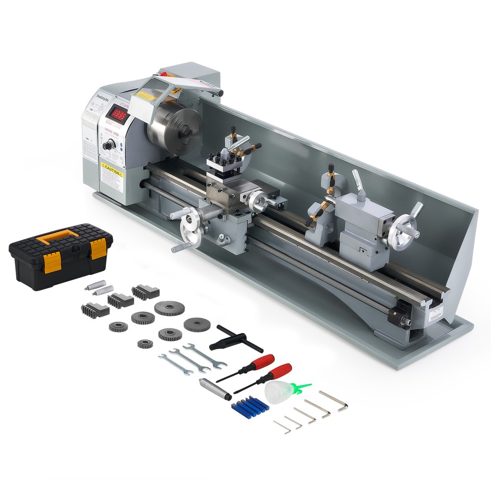 9×30″ Mini Metal Lathe 1100W DC Motor 3-Jaw Chuck LCD Display Metalworking