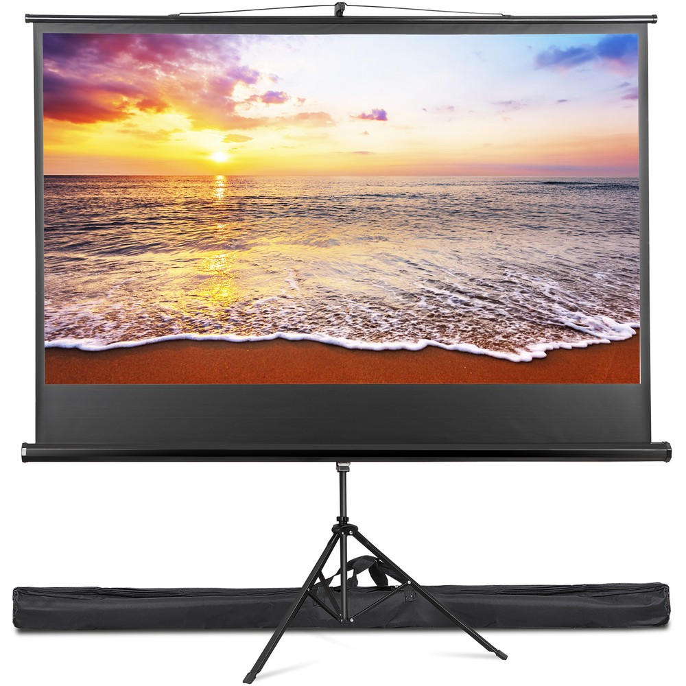 Projector Screen and Stand 84″ Indoor Outdoor 16:9 4K HD with Carry Bag Black