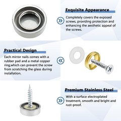 ZIUZI 24 Pcs Stainless Steel Screw Cover Cap, 0.63″/16mm Diameter Silver