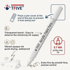 6 White & 6 Black Acrylic Paint Pens, Extra Fine Paint Markers – 0.7mm Extra