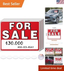 Weather-Resistant 14″x10″ Reusable Car For Sale Sign – 4 Pack with Adhesive Pads