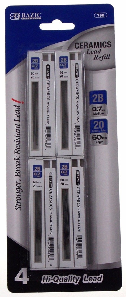 Pkg Lead Refill Dispensers Lot of 4 20 Containers 2B 0.7mm Medium Bazic Ceramics