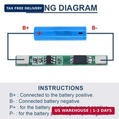 10 Pcs 1S 3.7V 3A Lithium Battery Protection Board BMS PCB Protection Board 1865