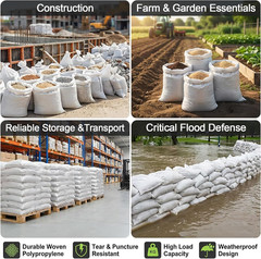 Heavy Duty Woven Sandbags 8PCS – Reusable Flood, Construction & Storage Bags