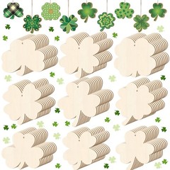 120 Pcs Wooden St. Patrick’s Crafts Shamrock Ornament to Paint DIY Unfinished