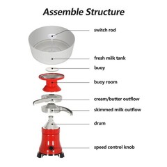 Electric Fresh Milk Cream Separator 110V Centrifuge Separator 100L/H New