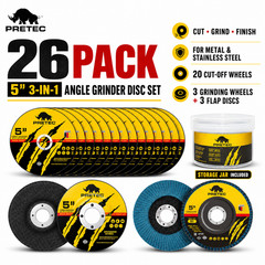 PRETEC 5″ Cut Off Grinding Flap Wheels 26 Pack Angle Grinder Discs Metal Steel