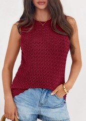 Kirundo Crochet Tops For Women 2026 Spring Summer Sleeveless Sweater Vest Tank