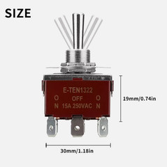 HEAVY DUTY DPDT ON-OFF-ON TOGGLE SWITCH 20A 125V, 15A 250V Screw Terminals USA