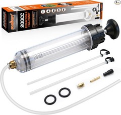200cc Fluid Extractor Syringe Oil Pump, Fluid Evacuator with 23″ Flexible Hose,