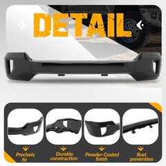 Front Bumper w/ Fog Light Holes Steel Black 2016-2019 Silverado 1500 LD 84029813