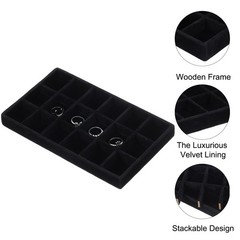 Velvet Jewelry Organizer Tray Wooden Jewelry Drawer Organizer Black