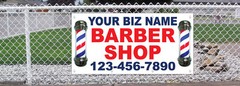 Your Biz Name Barber Shop Phone Custom Red Blue Custom Vinyl Banner Sign