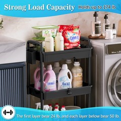 Sunally 3 Tier Rolling Cart Drawer Bathroom Storage Organizer 2 Lockable Wheels