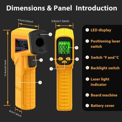 Infrared Thermometer Gun Non-Contact Laser Temperature Gun,-58°F~986°F(-50°C~…