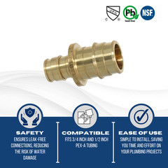 10 Pcs. XFITTING 1/2 x 3/4 Pex A Coupling, Expansion Reducing Coupling 29-5-5=10