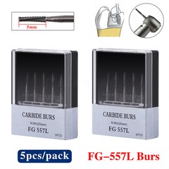 Dental Surgical Carbide Burs FG 557L Cross Cut Straight Fissure 5/PACK