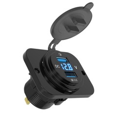 Car ATV Auto Dual USB Charger LED Digital Voltage Amp Gauge Ammeter Voltmeter