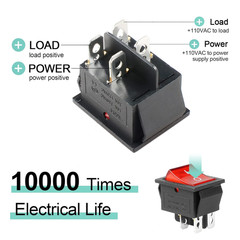 KCD4 2Pcs DC 12V-24V 30A DPST 4-Pin 2 Position On/Off Boat Rocker Toggle Switch