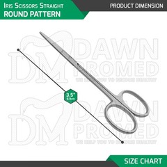 Iris Scissors 3.5″ Straight Round Pattern Dental Veterinary Surgical Instruments