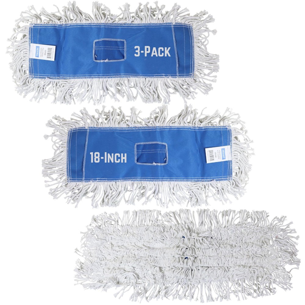 Iconikal 3 Pack Cotton Rectangular Dust Mop Head Replacement, Launderable Reu…
