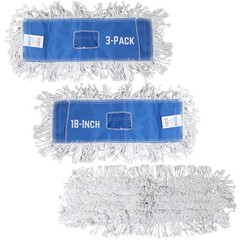 Iconikal 3 Pack Cotton Rectangular Dust Mop Head Replacement, Launderable Reu…