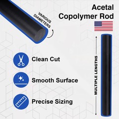Duco Plus Acetal Copolymer Rod Black Wear-Resistant Machinable Multiple Lengths