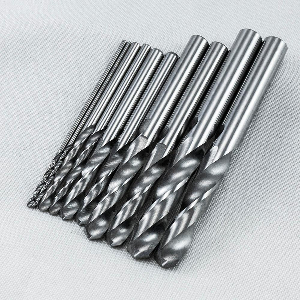 KLOT 10pcs Solid Carbide Drill Bit 3.6mm-6.0mm 2-Flute Straight Shank Twist K10