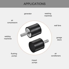 2pcs M8 Rubber Mounts Male Thread Shock Absorber for Motor Generator Compressor