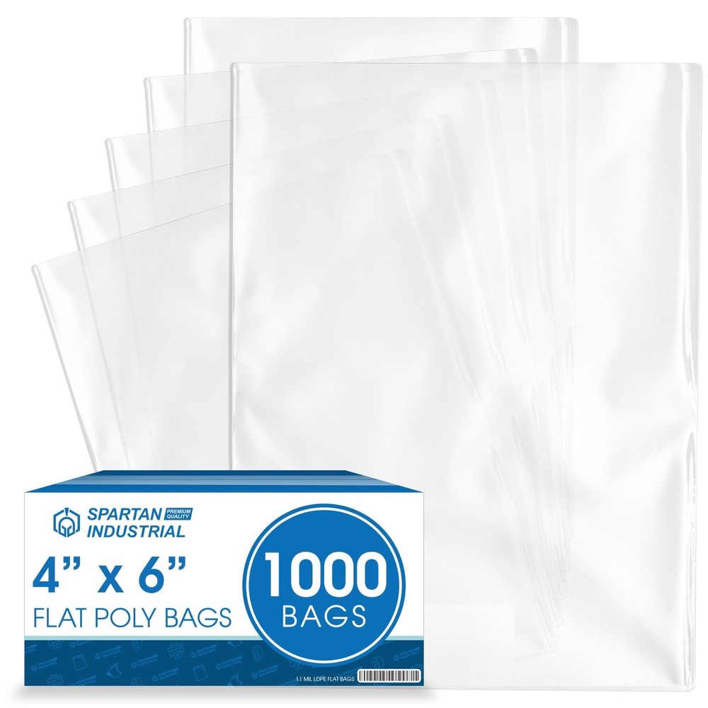 4″ X 6″ Open-End Flat Clear Poly Bags (1000 Count) – 1.1 Mil Plastic Poly Bag…