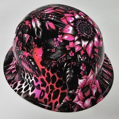 full brim hard hat custom hydro dipped IN PINK LEOPARD DREAMCATCHER HOT NEW LOOK