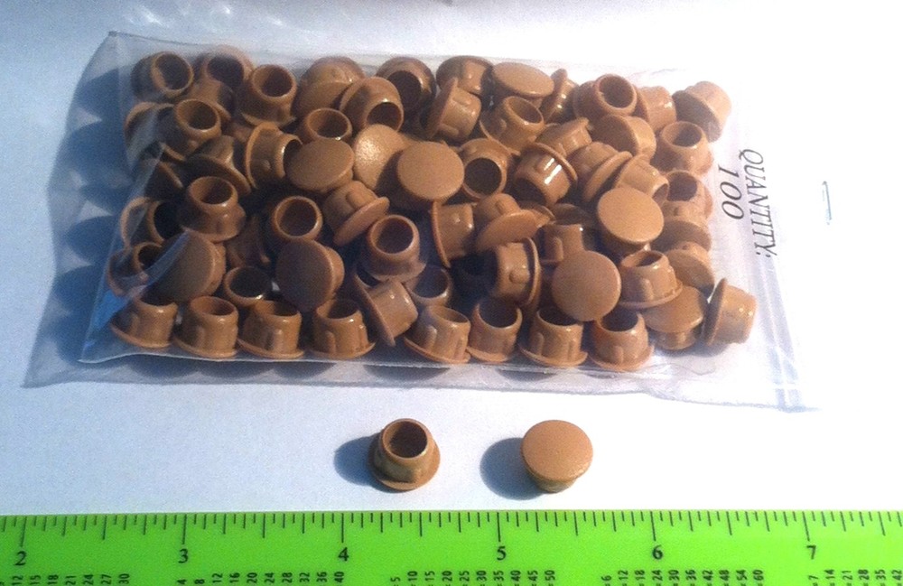 100/PK ⭐Brown⭐ Hole Plugs 1/2″ Screw Covers Caps Cabinets Furniture (PAINTABLE)