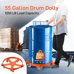 55 Gal Drum Dolly Heavy Duty Barrel Cart 1000/1250lbs with Swivel Casters Steel