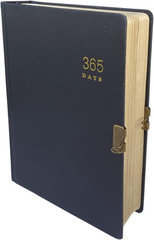 Vintage 365 Journal with Lock and Key, A5 Blank Page Diary for Women Men, Black