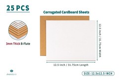 12.5×12.5 Inch Insert Pads for 12 LP Record Mailers, 1/8 Thick Corrugated Cardbo