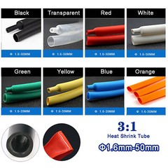 Heat Shrink Tube 0.6mm-50mm 2:1 & 3:1 & 4:1 Various Colours Heatshrink Sleeving