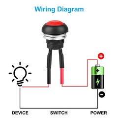 10pcs SPST 12mm Momentary Push Button Switch Waterproof 2 Pin 250V w/ Pre-Wired