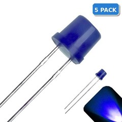 5 x LED 5mm Blue Diffused Ultra Bright Flat Top Wide Angle LEDs Light Lamp Car