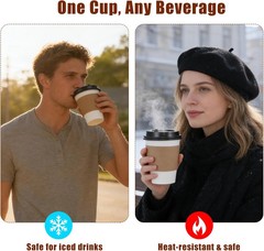 Coffee Cups, 50 Pack 12 oz Disposable Coffee Cups with Lids and Sleeves, Leak-pr