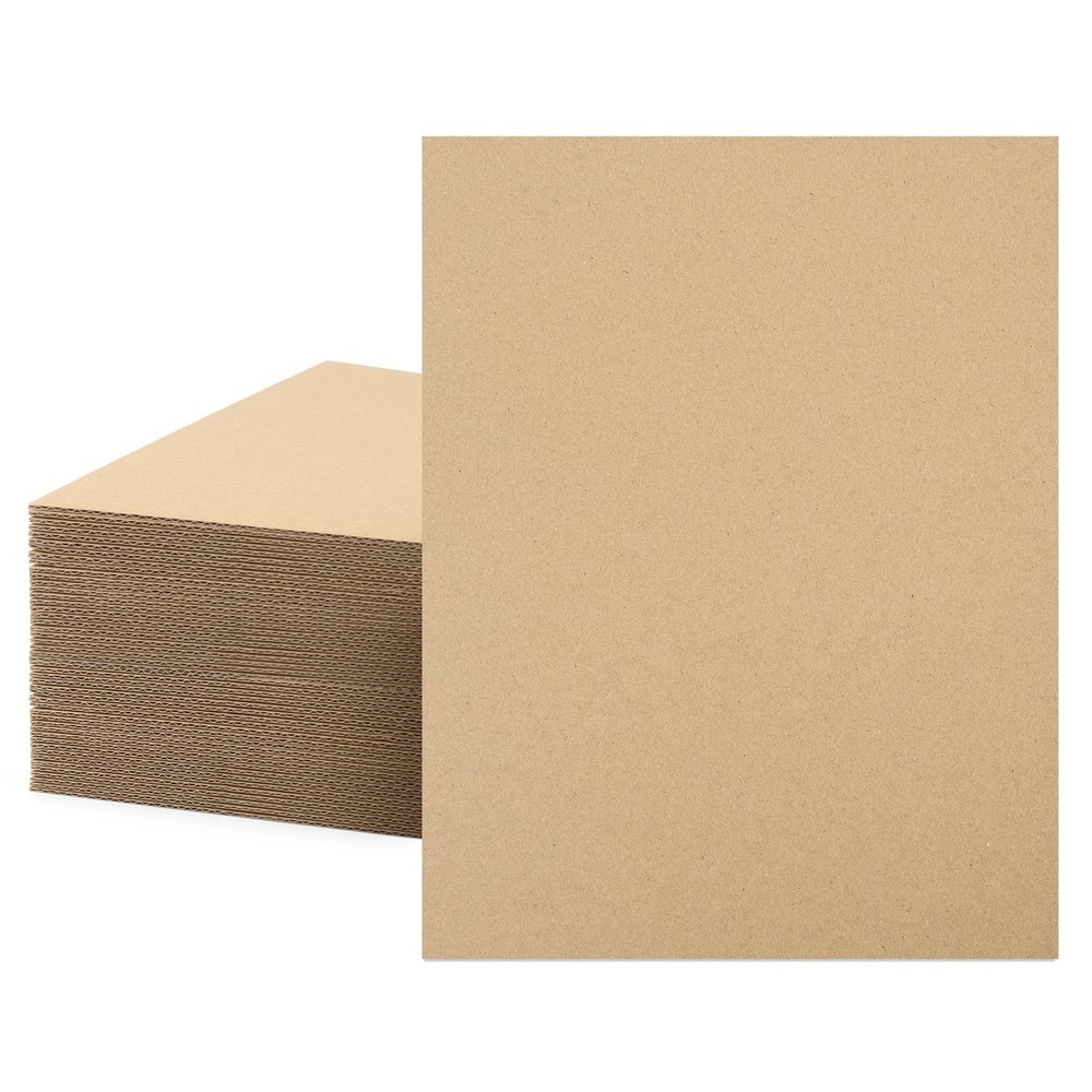 Mat Board Center, 50 Corrugated Cardboard Sheets 8.5×11 Inches Flat Card Boar…