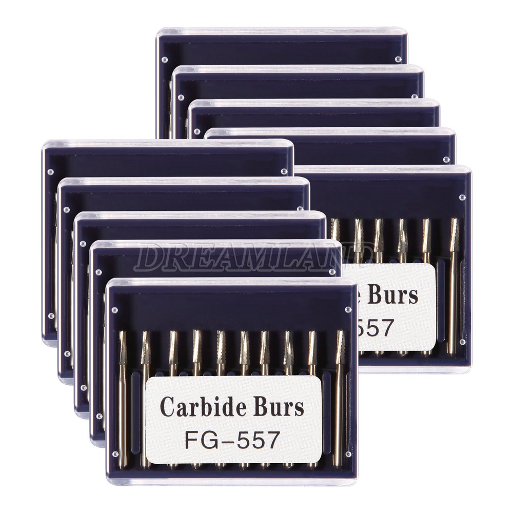 100pcs Dental Carbide Burs FG557 1.6mm for High Speed Handpiece 10 packs