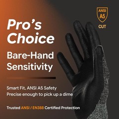 Level 5 Cut Resistant Gloves Cru553, 3D-Comfort Fit, Firm Grip, Thin & Lightw…
