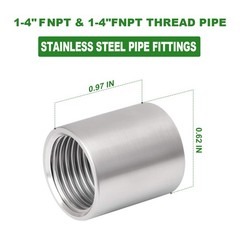 10PCS 304 Stainless Steel Cast Pipe Fitting, Coupling, 1/4″ X 1/4″ NPT Female Th