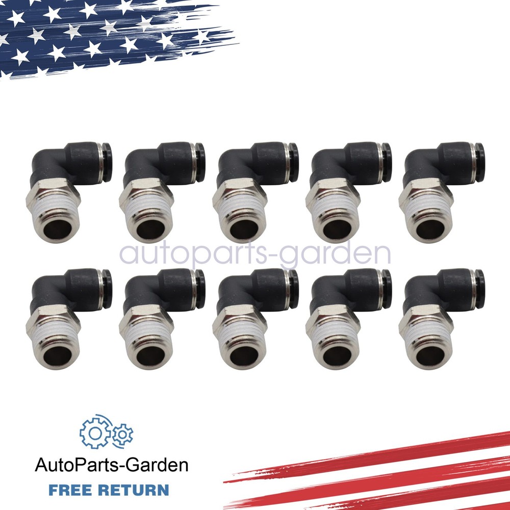 (Qty10) 1/4″ OD Tube X 1/4″ NPT Pneumatic Elbow, Push To Connect Air Fitting