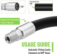 12 Pack 1/2″ Hydraulic Hose Fittings, 1/2″ I.D. Hose x 1/2″ NPTF Male with Prote
