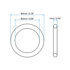 100pcs 4x2x1mm Nitrile Rubber O-Rings Metric Sealing Gaskets, Black